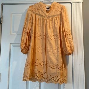 Light orange eyelet lace dress. Stunning!
